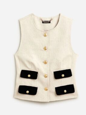 J. Crew Cream Contrast vest in textured linen blend